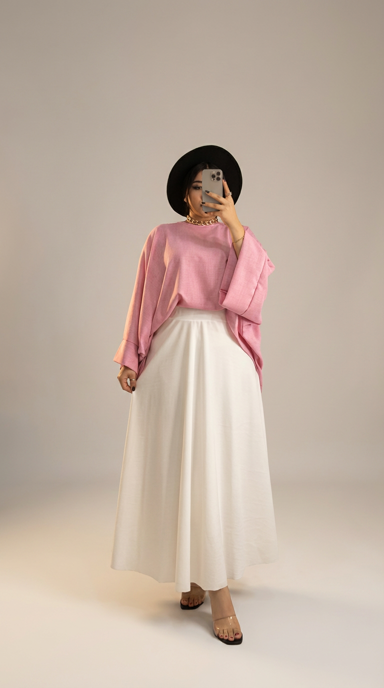 بلوزة كتان و جيبة إسكوبا